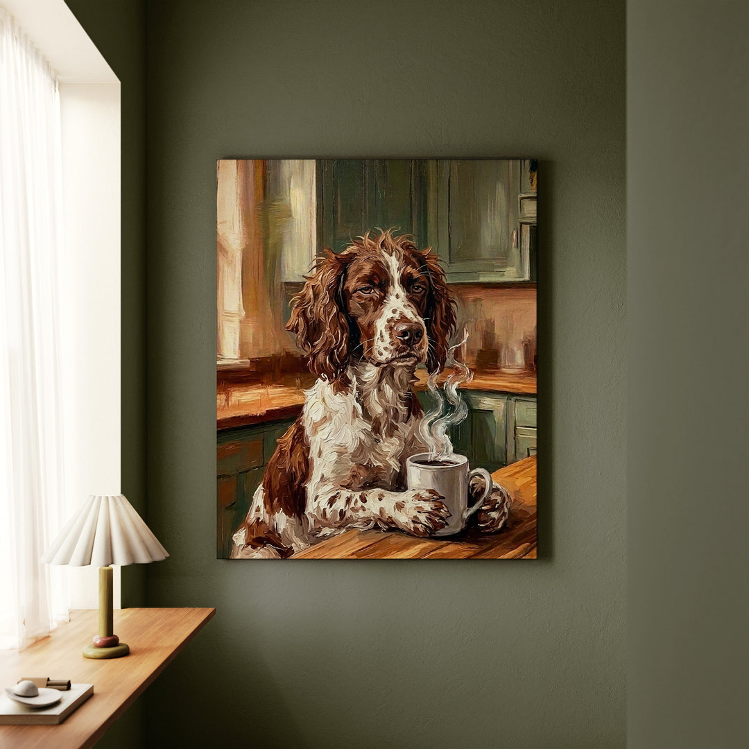 English Springer Spaniel Before Coffee Canvas