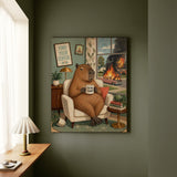 "I'm Fine Thanks" - Capybara Vertical Canvas - Dark Burnout Humor Wall Art