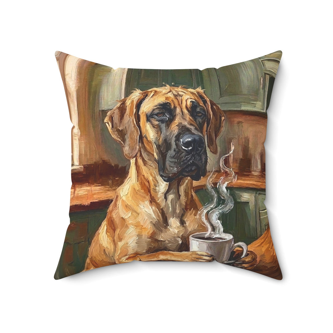 "Before Coffee" - Great Dane Throw Pillow - Dog Lover Home Decor