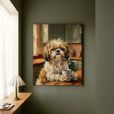 "Before Coffee" - Shih Tzu Vertical Canvas - Dog Lover Wall Art