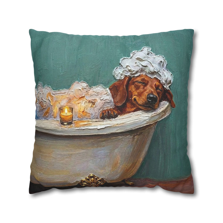 "Spa Day" - Dachshund Pillow Cover - Dog Lover Home Decor