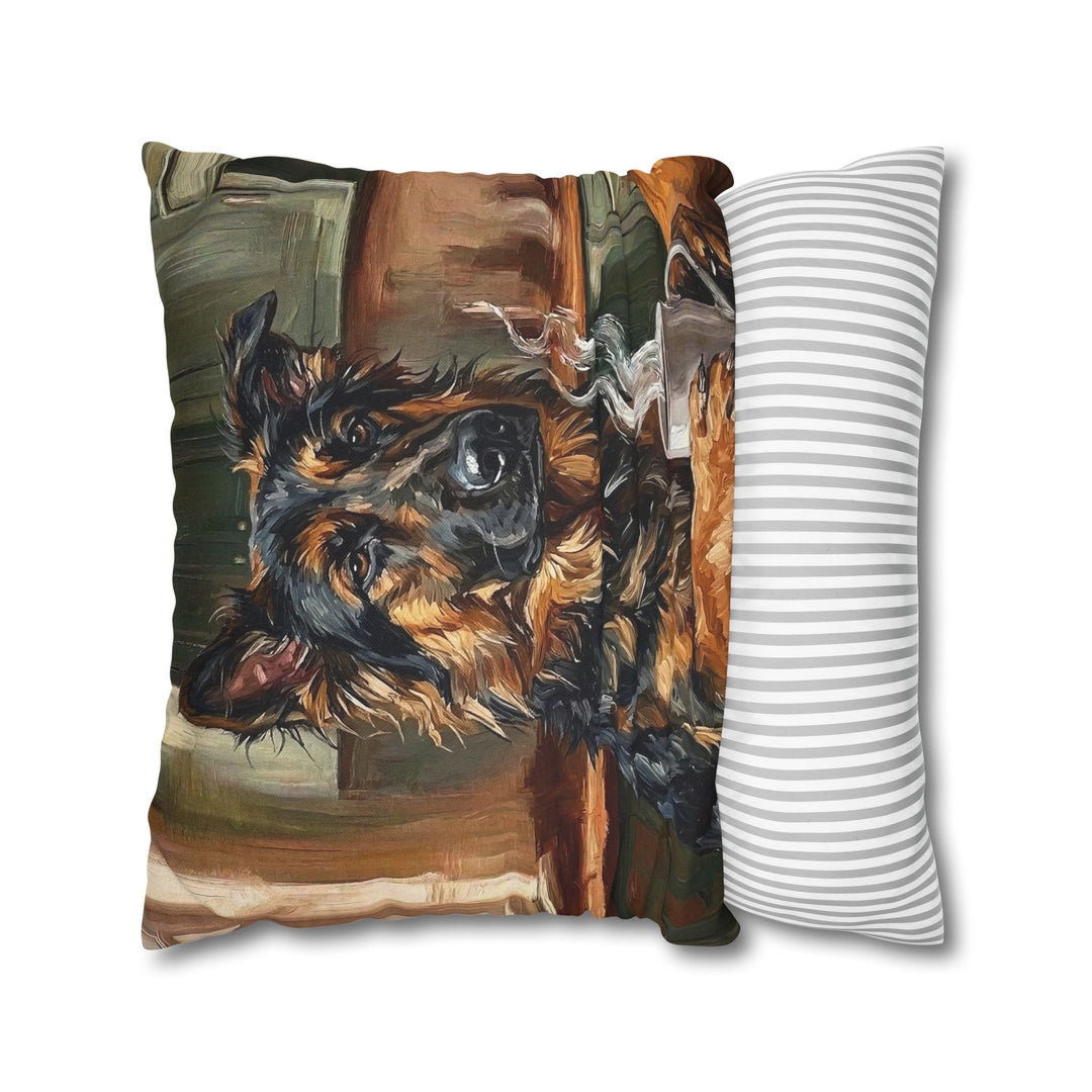 "Before Coffee" - German Shepherd Throw Pillow - Dog Lover Home Decor