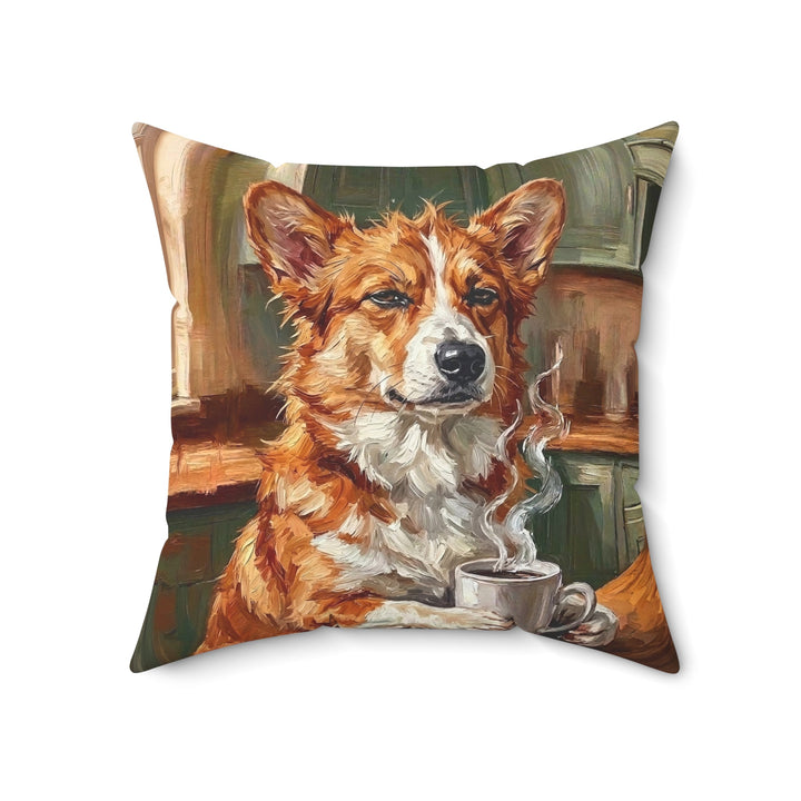 "Before Coffee" - Corgi Throw Pillow - Dog Lover Home Decor