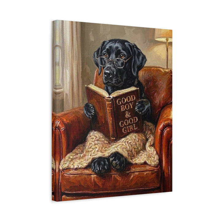 "Evening Read" - Labrador Vertical Canvas - Dog Lover Wall Art