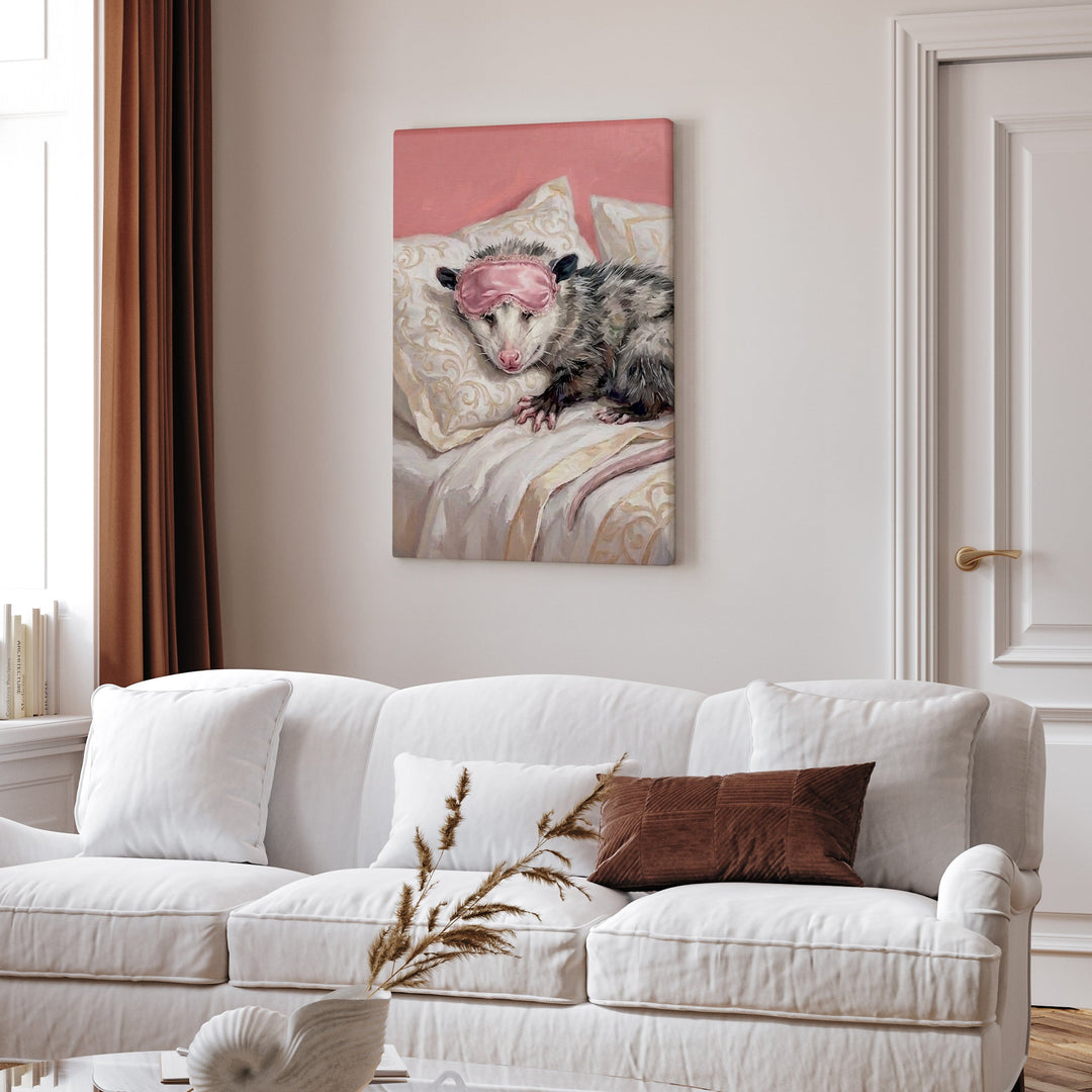 "Beauty Sleep" - Opossum Vertical Canvas - Spirit Animal Wall Art