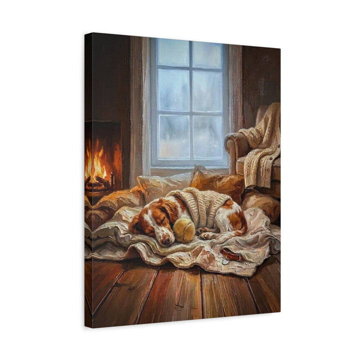 "Calm Memories" - Brittany Spaniel Vertical Canvas - Dog Lover Wall Art