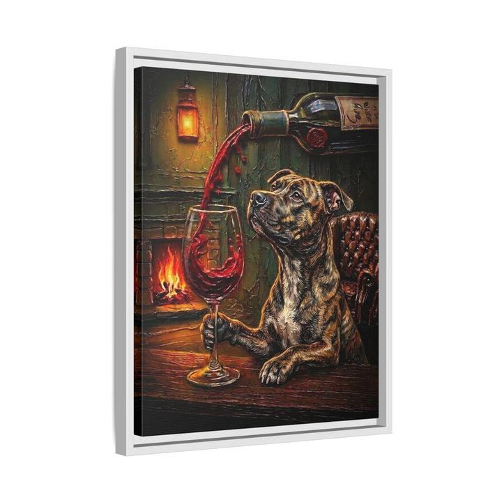 Pit Bull Wine Wall Art, Funny Bar Cart Dog Print for Wine Lovers, Canvas or Framed