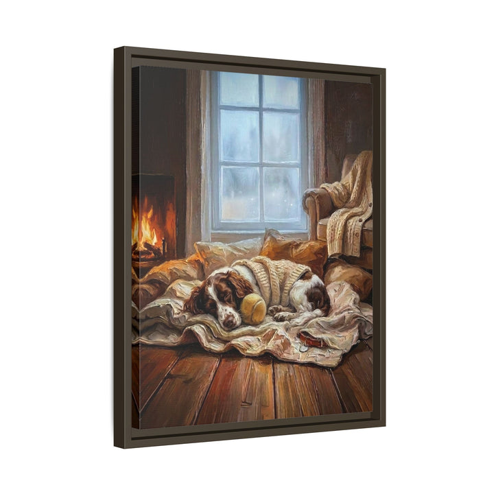 "Calm Memories" - English Springer Spaniel Vertical Framed Canvas - Dog Lover Wall Art