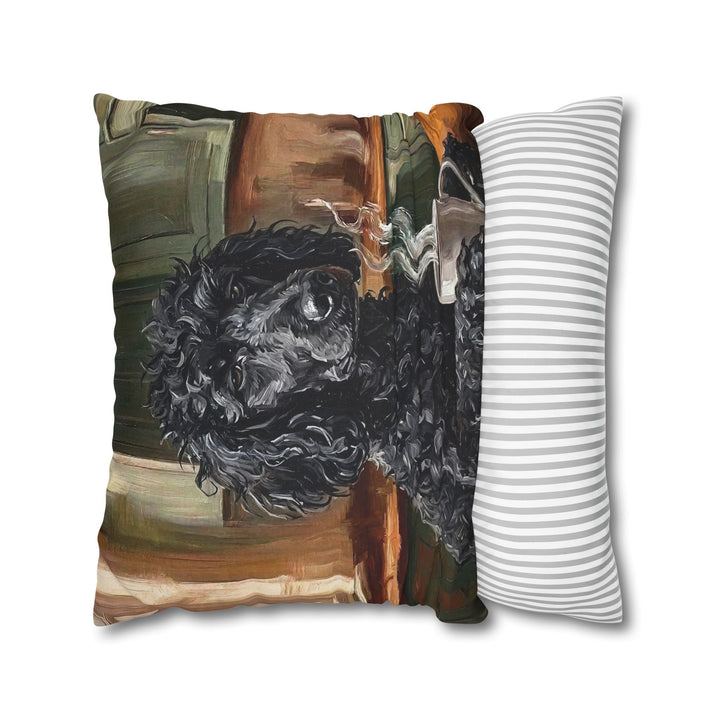 "Before Coffee" - Poodle Throw Pillow - Dog Lover Home Decor