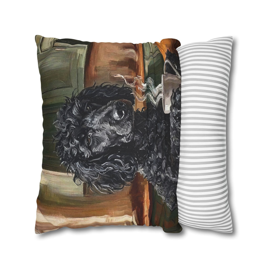 "Before Coffee" - Poodle Pillow Cover - Dog Lover Home Decor