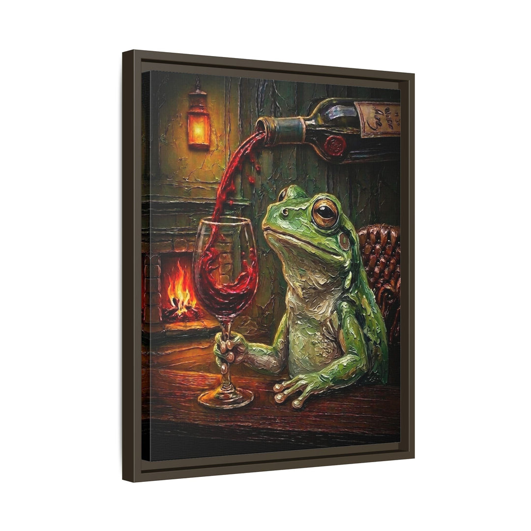 "Wine & Spirit" - Frog Vertical Framed Canvas - Spirit Animal Wall Art