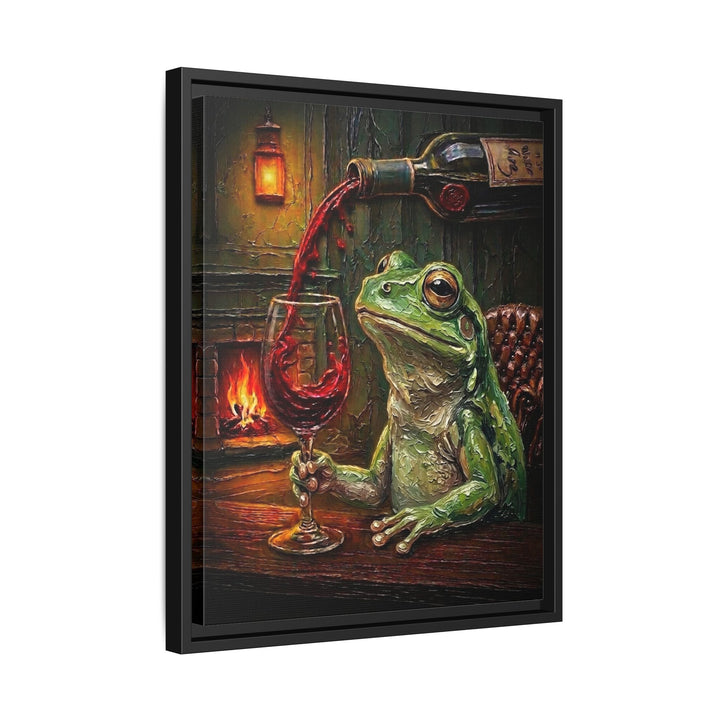 "Wine & Spirit" - Frog Vertical Framed Canvas - Spirit Animal Wall Art