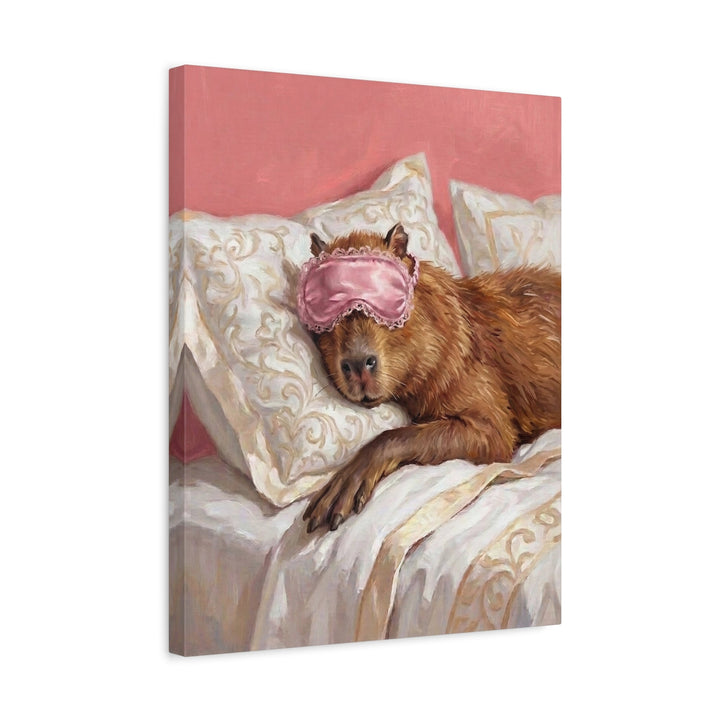 "Beauty Sleep" - Capybara Vertical Canvas - Spirit Animal Wall Art