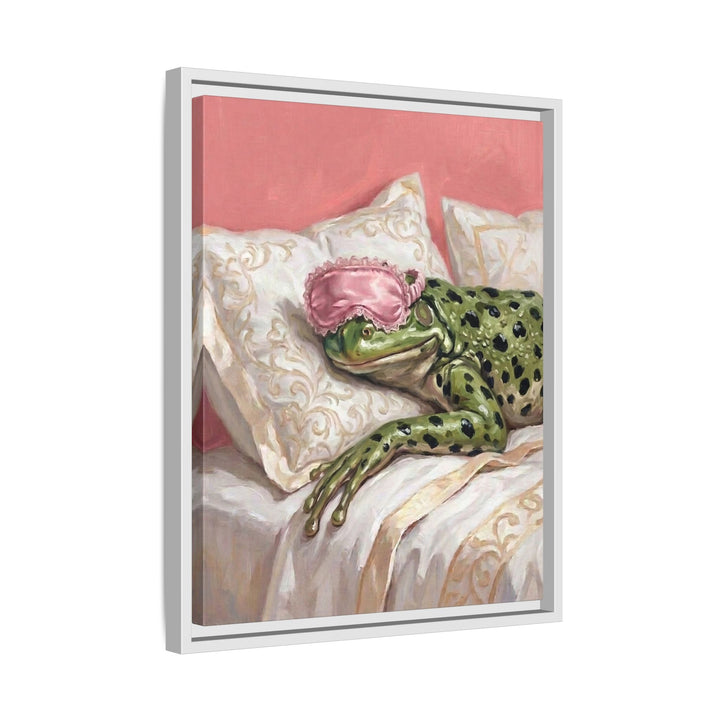 "Beauty Sleep" - Frog Vertical Framed Canvas - Spirit Animal Wall Art