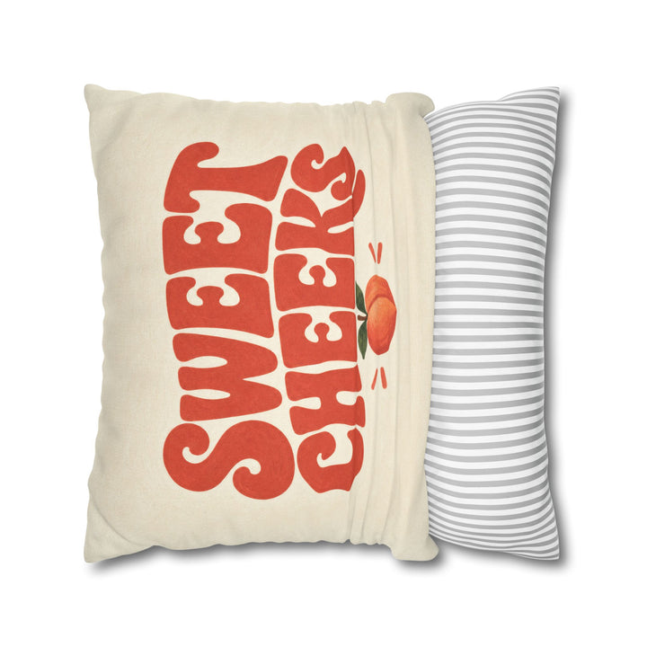 Sweet Cheeks – Funny Bathroom Wall Art with a Subtle Peach Below – Pillow / Cover