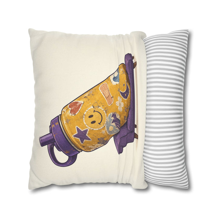 Emotional Support Water Bottle – Funny Wall Art with a Giant Flask on a Therapy Couch – Pillow / Cover