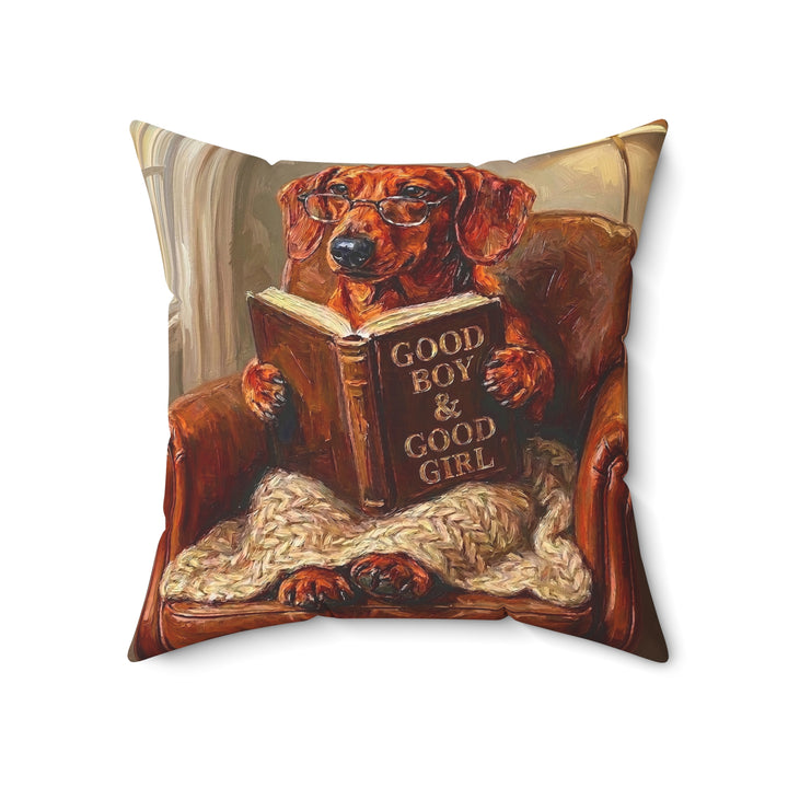 "Evening Read" - Dachshund Throw Pillow - Dog Lover Home Decor