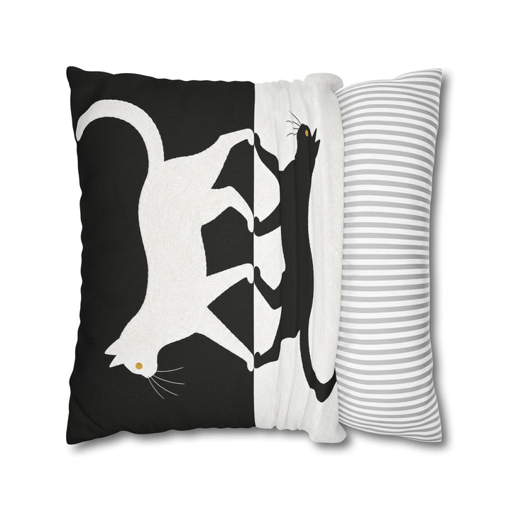 Night & Day – Cat Wall Art with a Split Black and White Canvas – Pillow / Cover