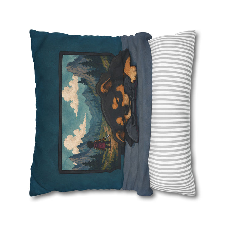 Respawn – Gaming Wall Art with a Dog Asleep on the Controller – Pillow / Cover