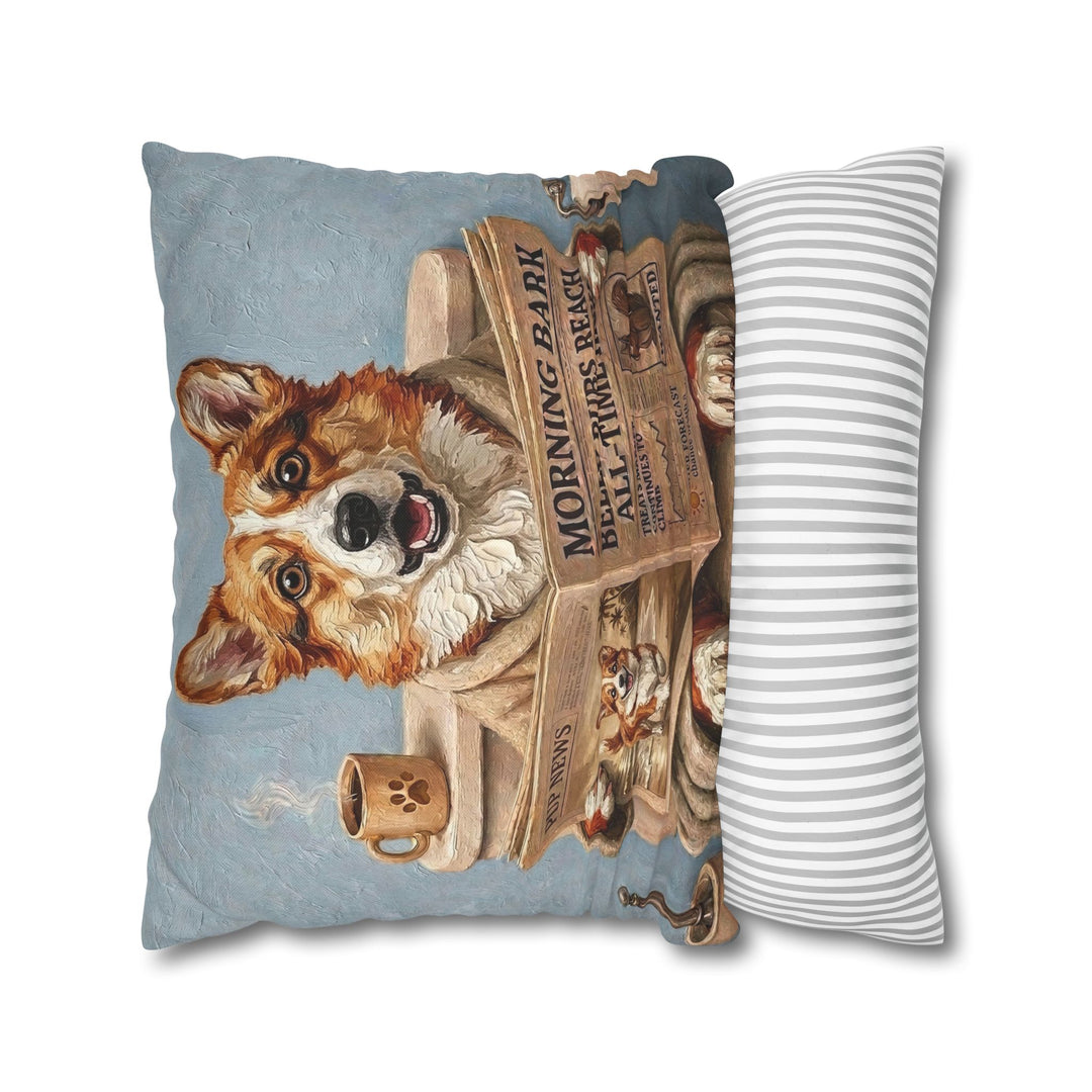 "Morning Business" - Corgi Throw Pillow - Dog Lover Home Decor