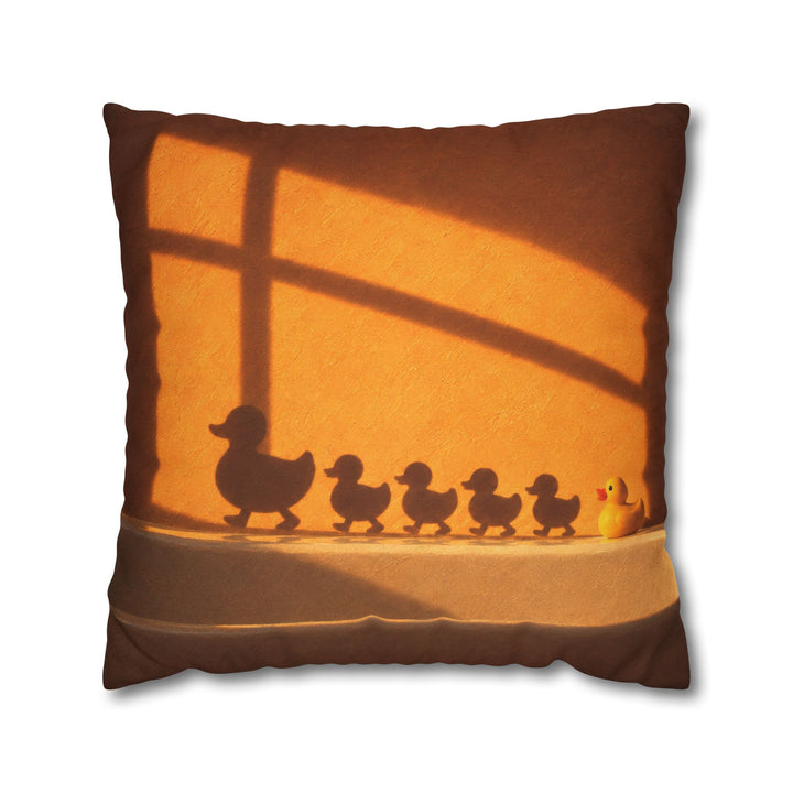 Rush Hour – Duck Bathroom Art with an Amber Wall and Cross Light – Pillow / Cover