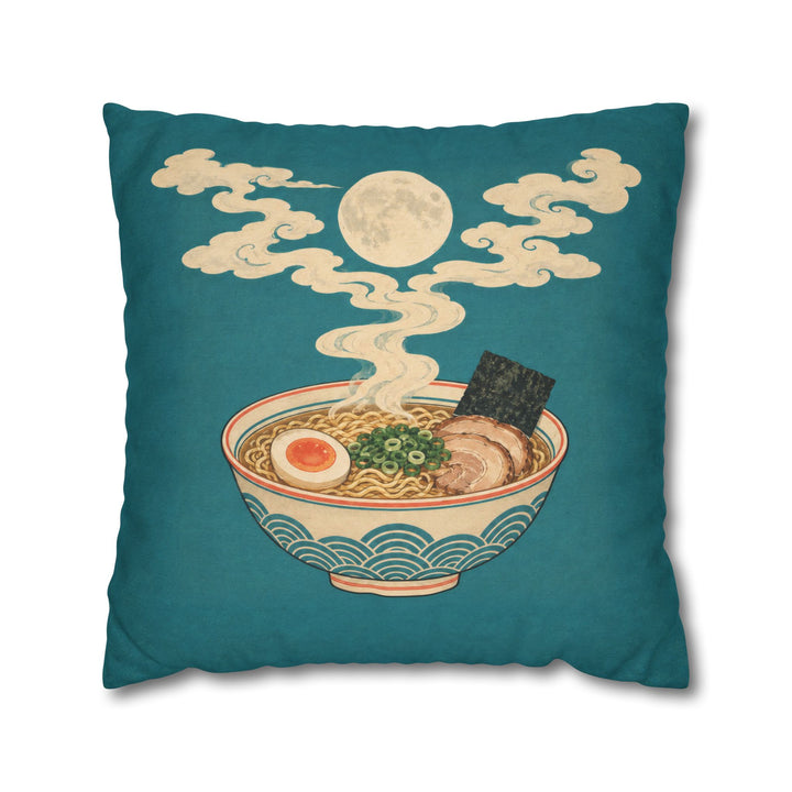 Moon Over Ramen – Japanese Wall Art with a Steaming Bowl at Night – Pillow / Cover