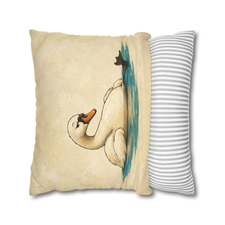 Swan Lake, Off Duty – Swan Art with a Glorious Slouch and One Leg Out – Pillow / Cover