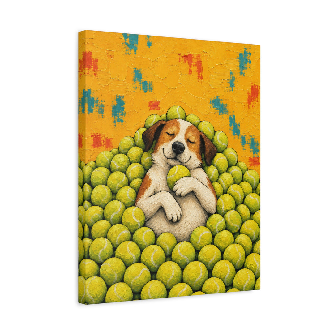 Ball Is Life II – Dog Wall Art with a Tennis Toy Nap – Canvas / Framed Canvas