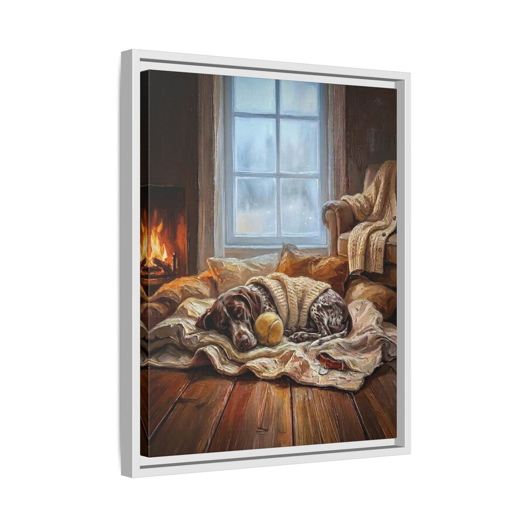 "Calm Memories" - German Shorthaired Pointer Vertical Framed Canvas - Dog Lover Wall Art