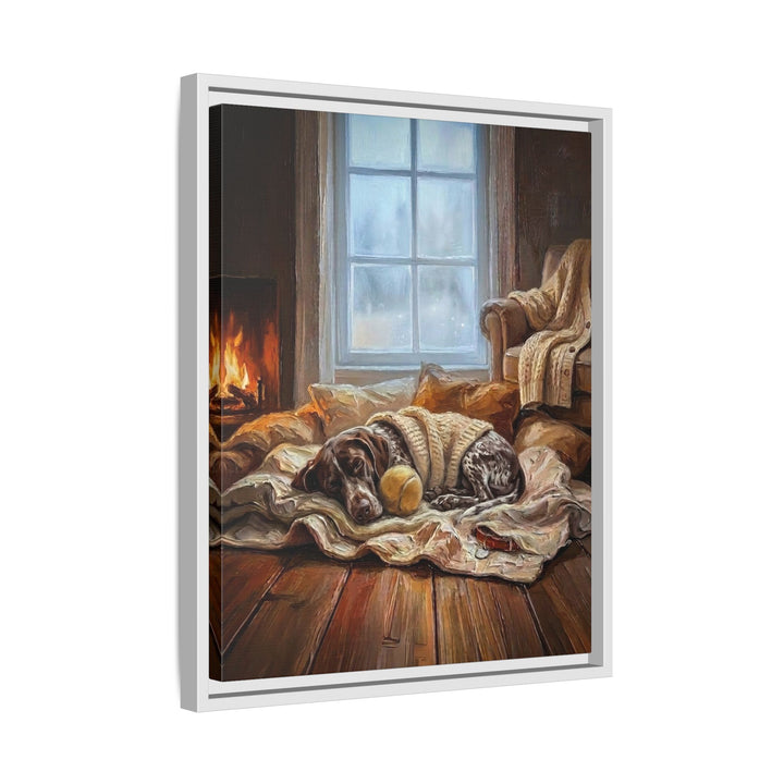 "Calm Memories" - German Shorthaired Pointer Vertical Framed Canvas - Dog Lover Wall Art
