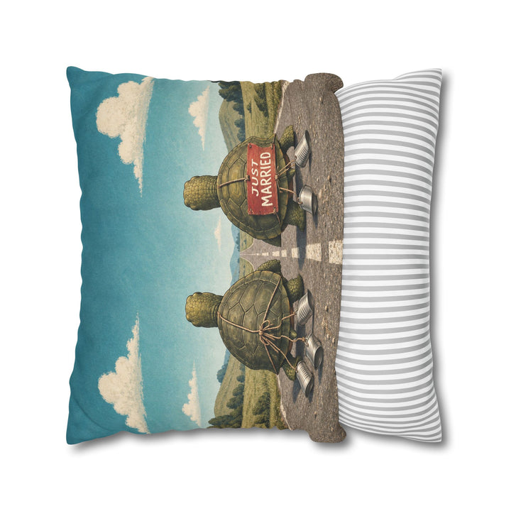 The Long Haul – Turtle Wall Art with Two Turtles on an Open Road – Pillow / Cover