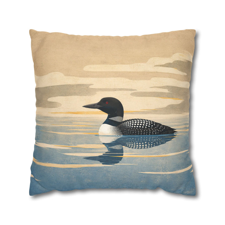 Loon Lake Morning – Lake House Wall Art with Glass Water and Mist – Pillow / Cover