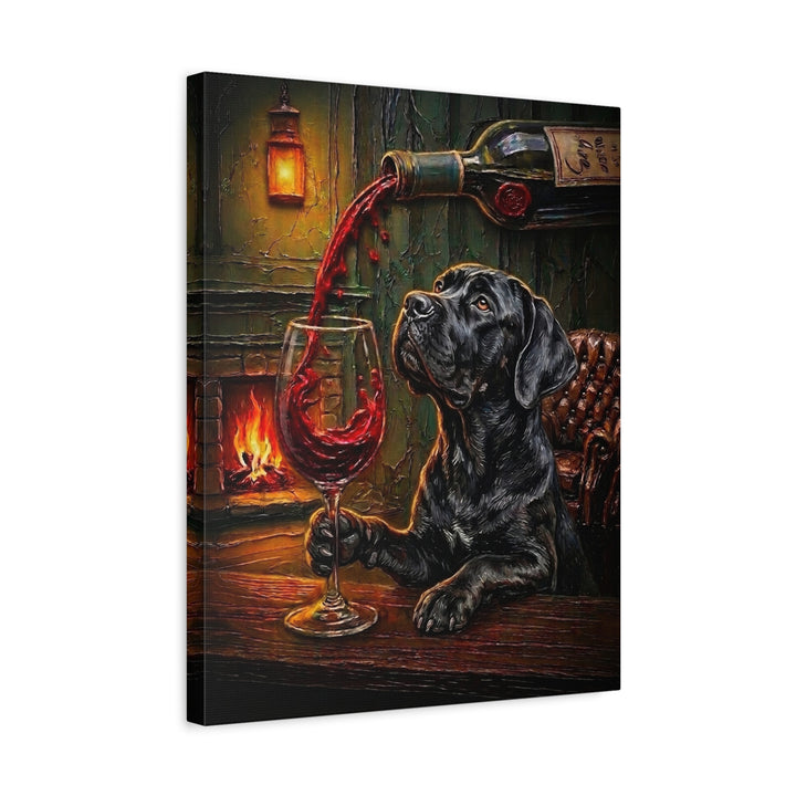 "Wine & Woof" - Cane Corso Vertical Canvas - Dog Lover Wall Art