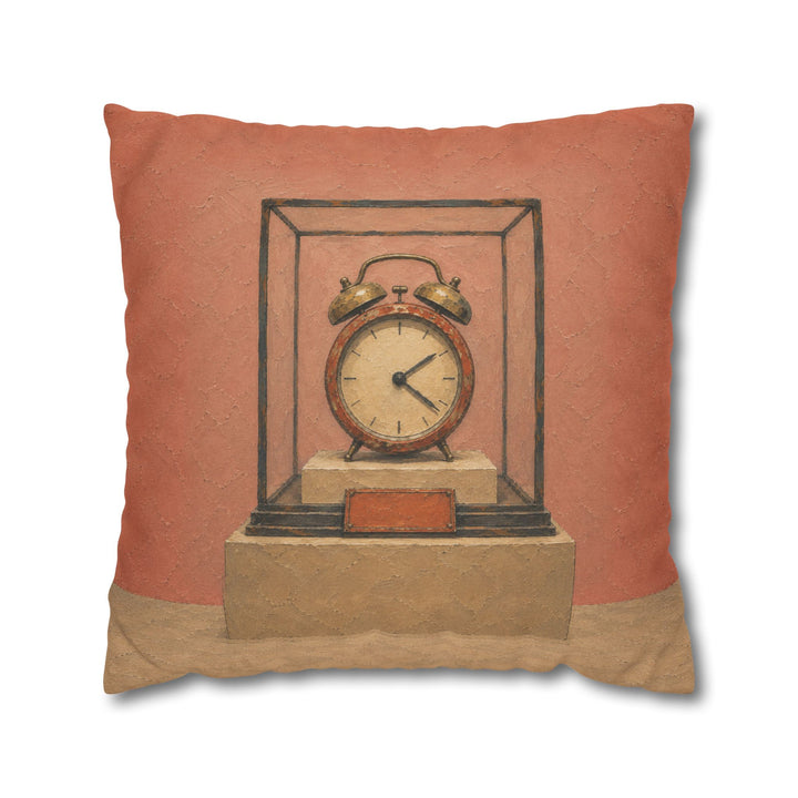 The Snooze Museum – Above Bed Art with an Alarm Clock in a Glass Case – Pillow / Cover