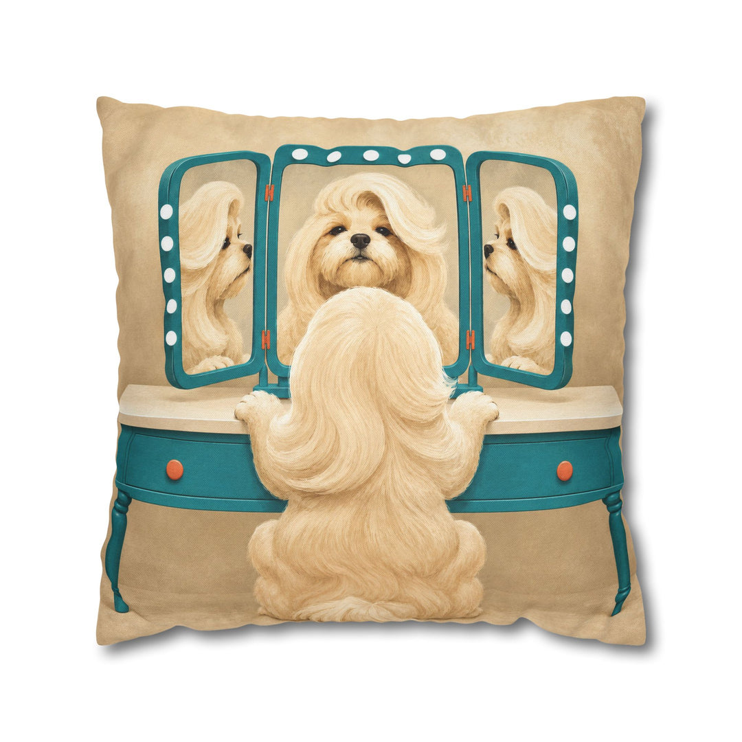Vanity Fair – Funny Bathroom Art with a Dog Checking Its Blowout – Pillow / Cover