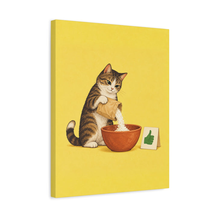 Measured By Vibes – Kitchen Wall Art with a Cat and Zero Measuring Cups – Canvas / Framed Canvas