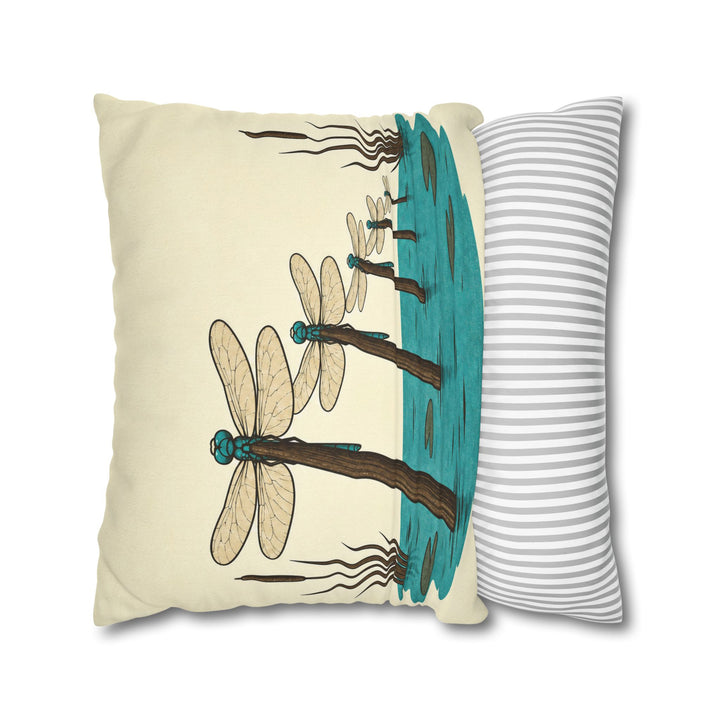 Dragonfly Airfield – Dragonfly Art with a Reed Stem Runway Lineup – Pillow / Cover