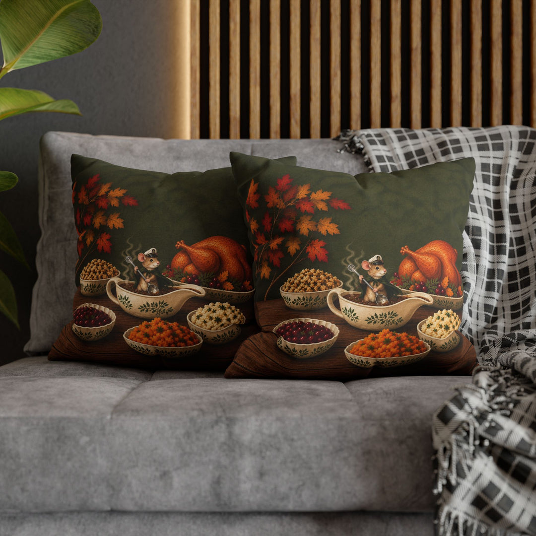 The Gravy Regatta – Kitchen Wall Decor with a Mouse Sailing the Sauce – Pillow / Cover