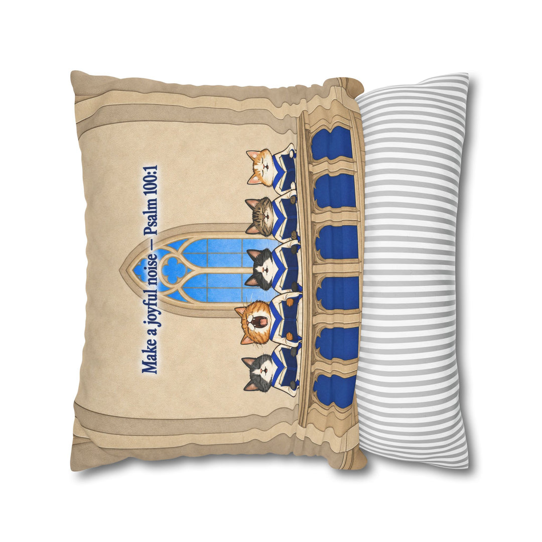 Joyful Noise – Scripture Wall Art with Five Cats in Choir Robes – Pillow / Cover