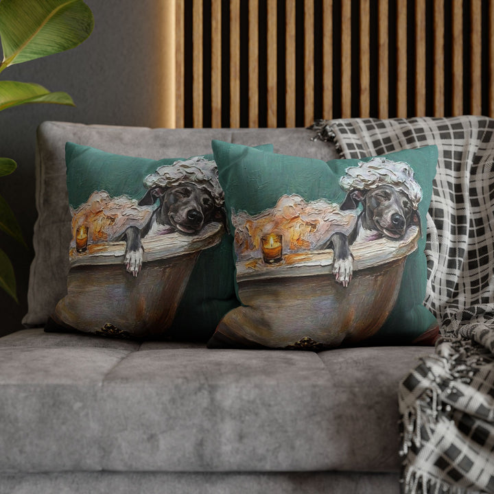 "Spa Day" - Italian Greyhound Throw Pillow - Dog Lover Wall Art Home Decor