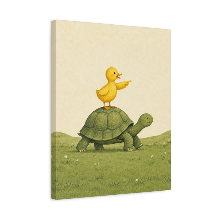The Express – Nursery Animal Art with a Duckling on a Serene Shell – Canvas / Framed Canvas