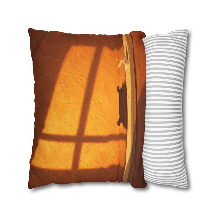Second Sunrise – Capybara Wall Art with an Amber Wall and Warm Shadows – Pillow / Cover