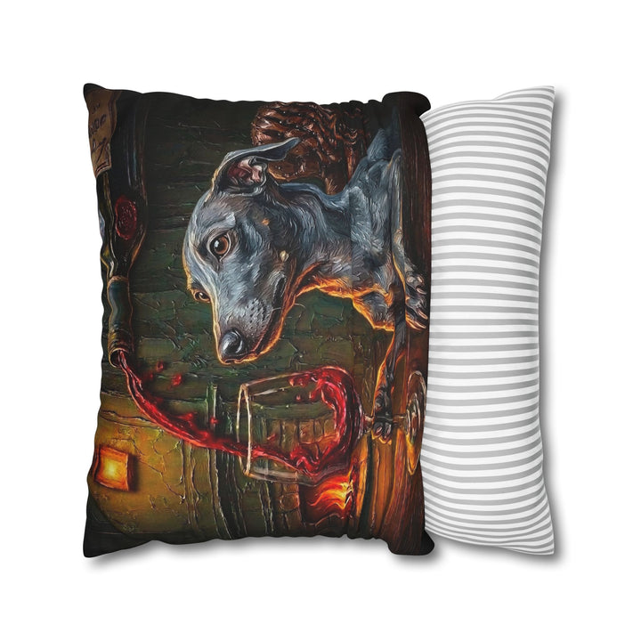 "Wine & Woof" - Italian Greyhound Throw Pillow - Dog Lover Home Decor
