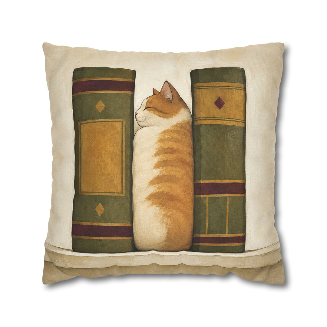 Shelf Loaf – Bookish Wall Art with a Cat Between Two Spines – Pillow / Cover