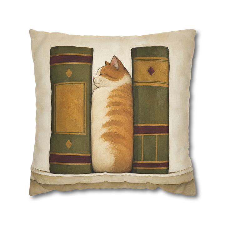 Shelf Loaf – Bookish Wall Art with a Cat Between Two Spines – Pillow / Cover