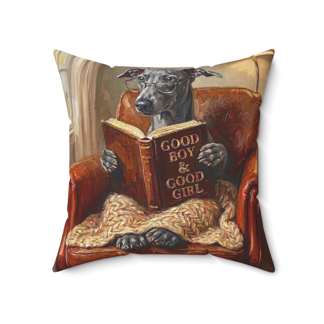 "Evening Read" - Italian Greyhound Throw Pillow - Dog Lover Home Decor