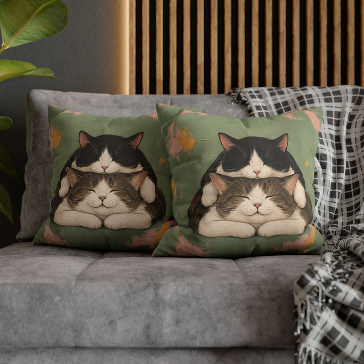Nap Stack – Cat Wall Art with Two Cats and One Mattress – Pillow / Cover