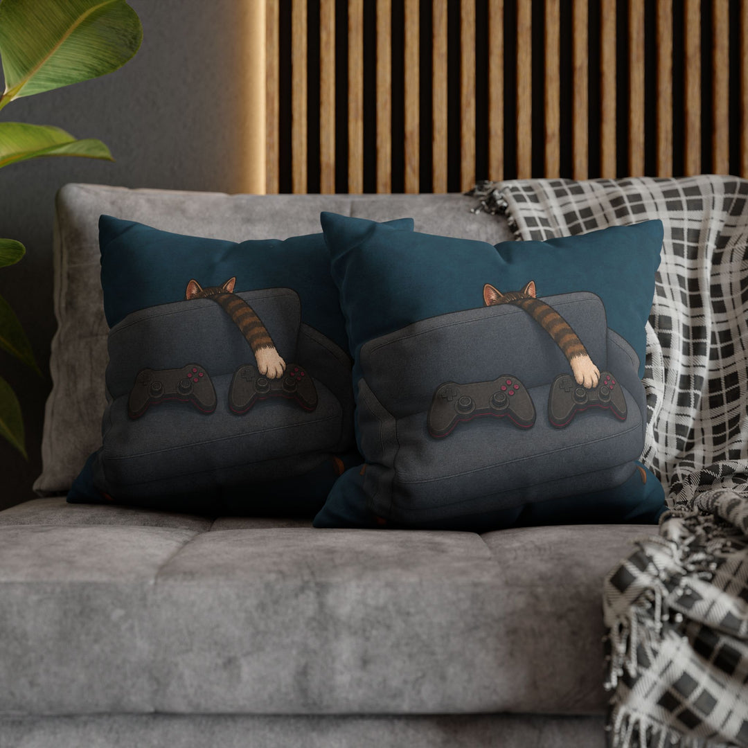 Player Two – Game Room Decor with a Paw and a Second Controller – Pillow / Cover
