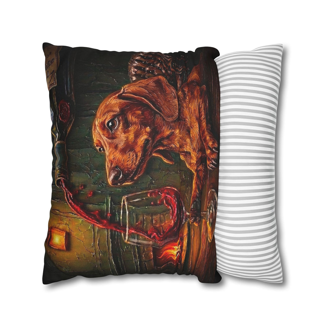 "Wine & Woof" - Dachshund Pillow Cover - Dog Lover Home Decor
