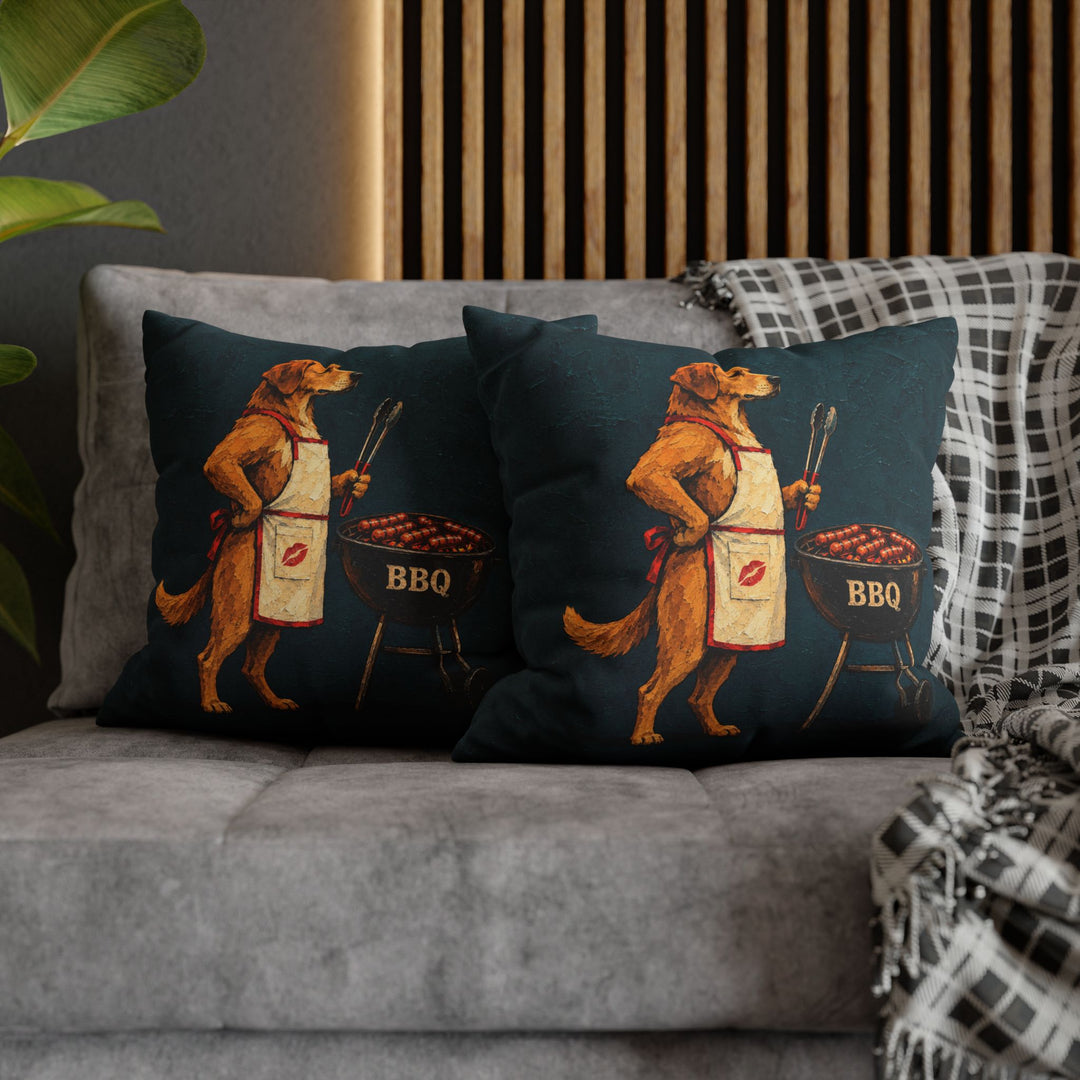 Grill Sergeant – Designer Wall Art with an Apron and a Guarded BBQ – Pillow / Cover